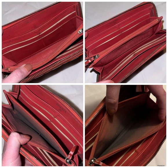 AUTHENTIC CHANEL Coral Orange Matelasse Patent Interlocking C CC Quilted Wallet - Picture 14 of 16